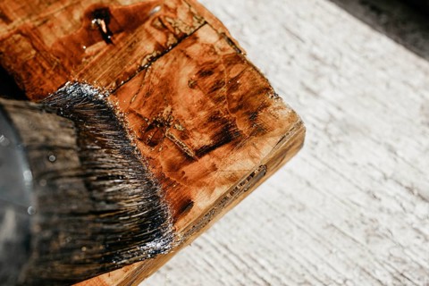 Processing solid wood with varnish and epoxy. furniture restoration