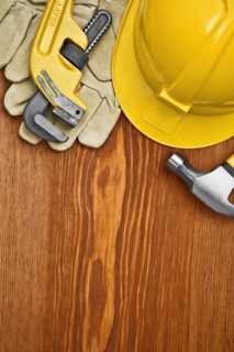Copy view of the tools on a wooden board