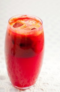 Selection of fresh fruits colorful long drink cocktails