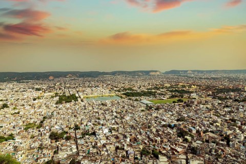 Aerial view of the Jaipur city from the Nahargarh fort