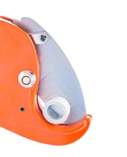 Close-up of a pipe cutter with insulated plastic pipe