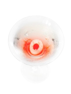 Lychee martini cocktail straight up isolated on white background