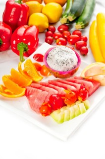 Mixed plate of fresh fruits