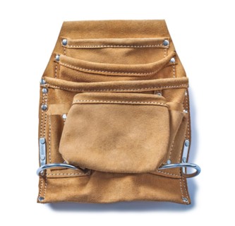 Empty leather tool belt isolated on white
