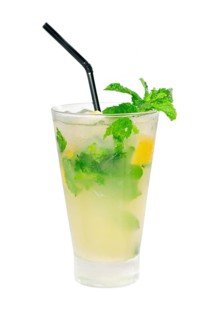 Mojito caipirina cocktail with fresh mint leaves