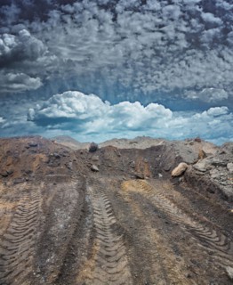 Conceptual image Pollution of nature by construction waste