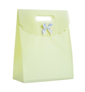 A paper bag with a bow