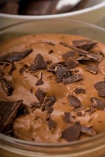 Fresh homemade chocolate mousse made with bitter chocolate