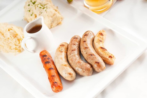 Selection of all main type of german wurstel saussages