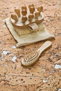 Hairbrush massager and raffia