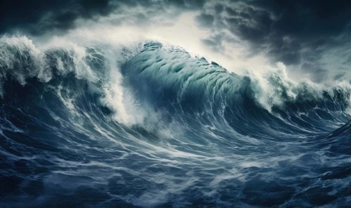 Surfing ocean wave. Blue ocean wave. Nature background. Big ocean waves Ai generated