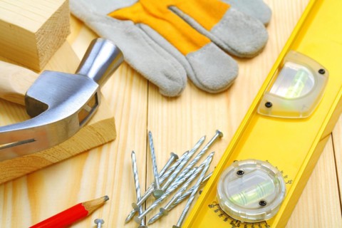 Construction tools on the table