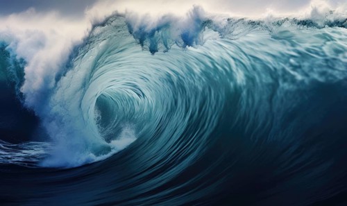 Surfing ocean wave. Blue ocean wave. Nature background. Big ocean waves Ai generated