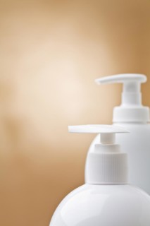 Copyspace view on tops of cosmetic sprays