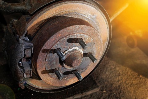 Rusty car brake disc