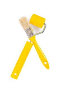 Yellow brush and paint roller