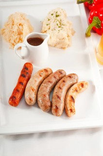 Selection of all main type of german wurstel saussages