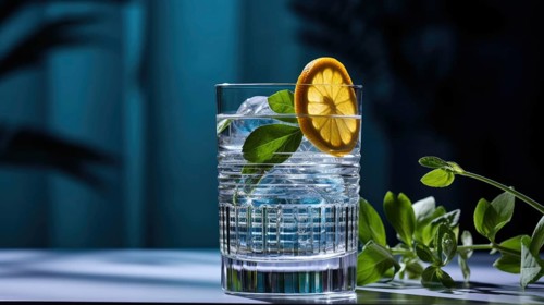 A glass of water with ice cubes