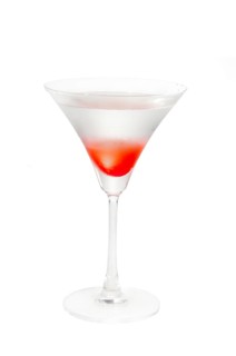 Lychee martini cocktail straight up isolated on white background