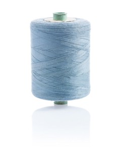 A bobbin with grey sewing string