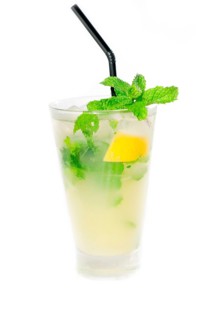 Mojito caipirina cocktail with fresh mint leaves