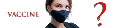 Portrait of a beautiful girl in a protective mask. Coronavirus vaccine concept. Advertising banner. Medical concept