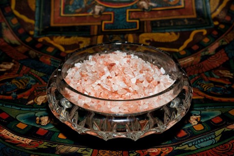 Coarse unrefined natural pink table salt from the Punjab region