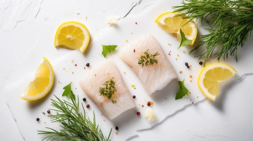 Raw fish fillet with spices