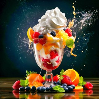 Colourful ice cream sundae with cream