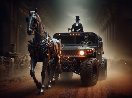 Luxury converted carriage from 4x4 american truck as head of a travel caravan