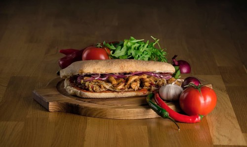 Delicious sandwich with ciabatta