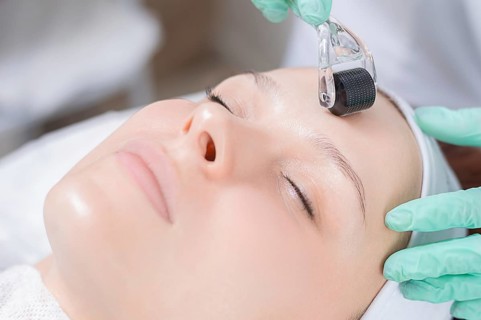 Portrait of a woman's face with problem skin. Peeling procedure. Natural beauty.