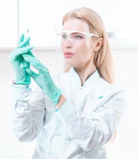 Portrait of a girl in a protective mask. Concept of cosmetology