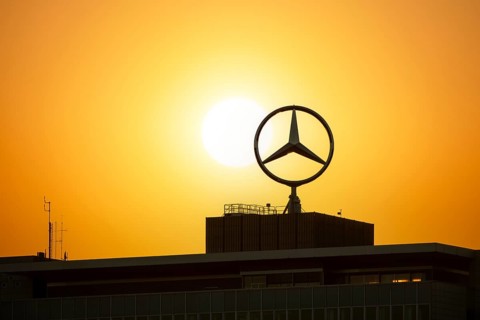 Mercedes star on Mercedes Benz building in Stuttgart-Untertuerkheim