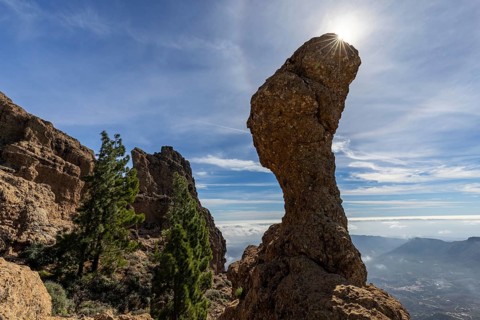 Mushroom rock with sunshine