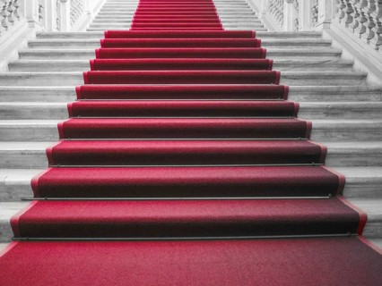 Red carpet on stairway
