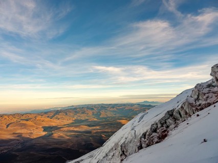 View over the Chimborazo glacier to the mountainous plateau