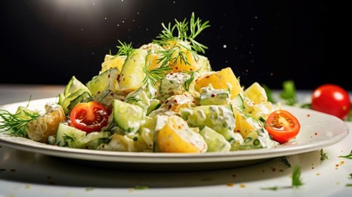 Fresh salad with boiled potatoes