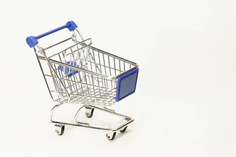 Metal shopping cart with wheels