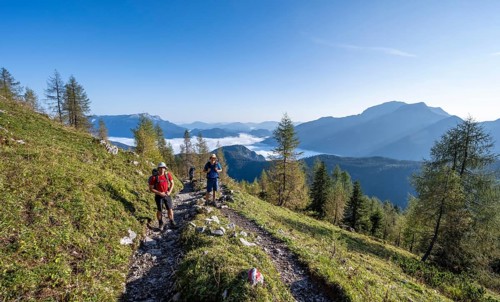 Mountaineers on a hiking trail