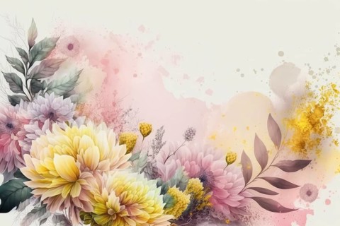 A spring background with pastel-coloured flowers is a natural work of art that shows the beauty and joy of the season. The soft colour palette
