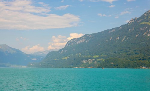 Mountain on Lake Brienz in a Sunny Day in Interlaken