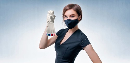 Portrait of an elegant beautiful girl with a set of nail palette in hand. The concept of beauty salons
