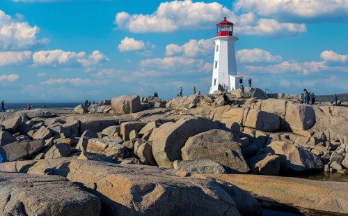 Peggys Cove rocky coast at the lighthouse Canada