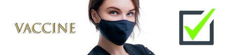Portrait of a beautiful girl in a protective mask. Coronavirus vaccine concept. Advertising banner. Medical concept