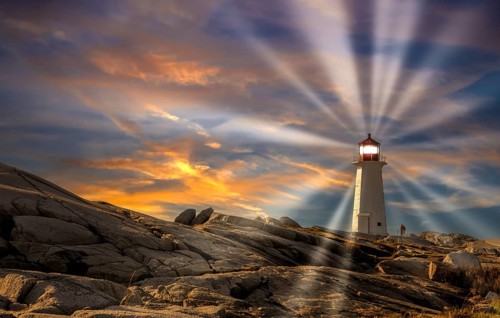 Peggys Cove lighthouse evening mood Canada