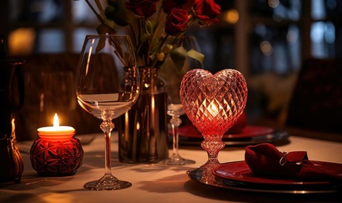 Romantic evening setting with a wine bottle