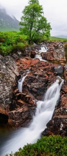 Panorama of Waterfall under Buachaille Etive Mor