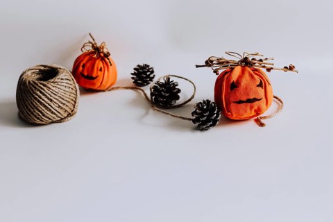 Orange fabric pumpkins