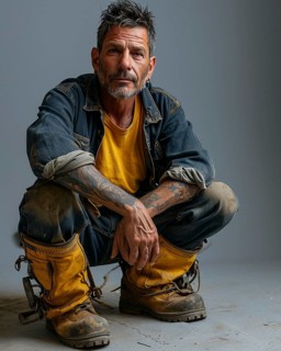 Man with tattoos in work clothes